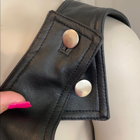 iLANA leather look black overall mini dress - Picture 4 of 14